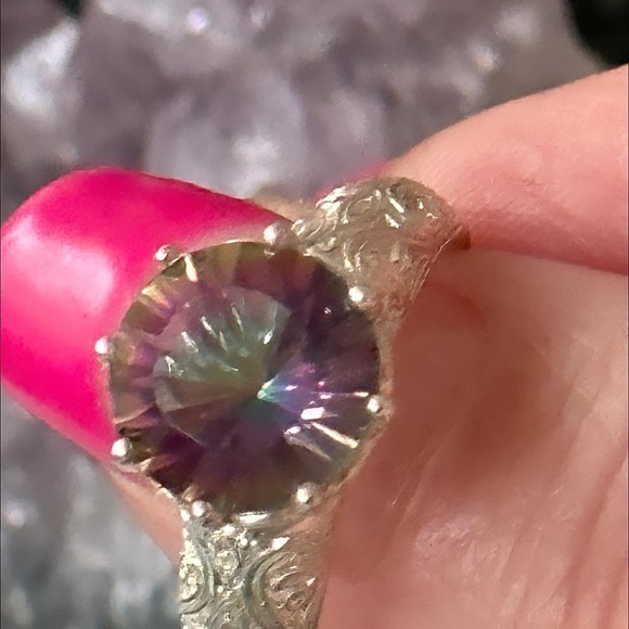 Mystic Quartz high setting sterling silver ring - Picture 5 of 6
